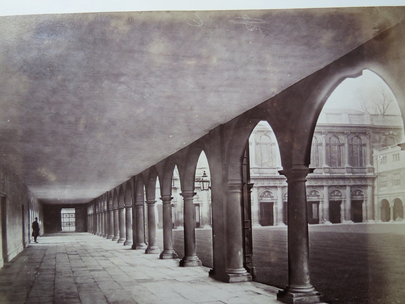 Neville's Court colonnade at Trinity College, Cambridge, around 1870